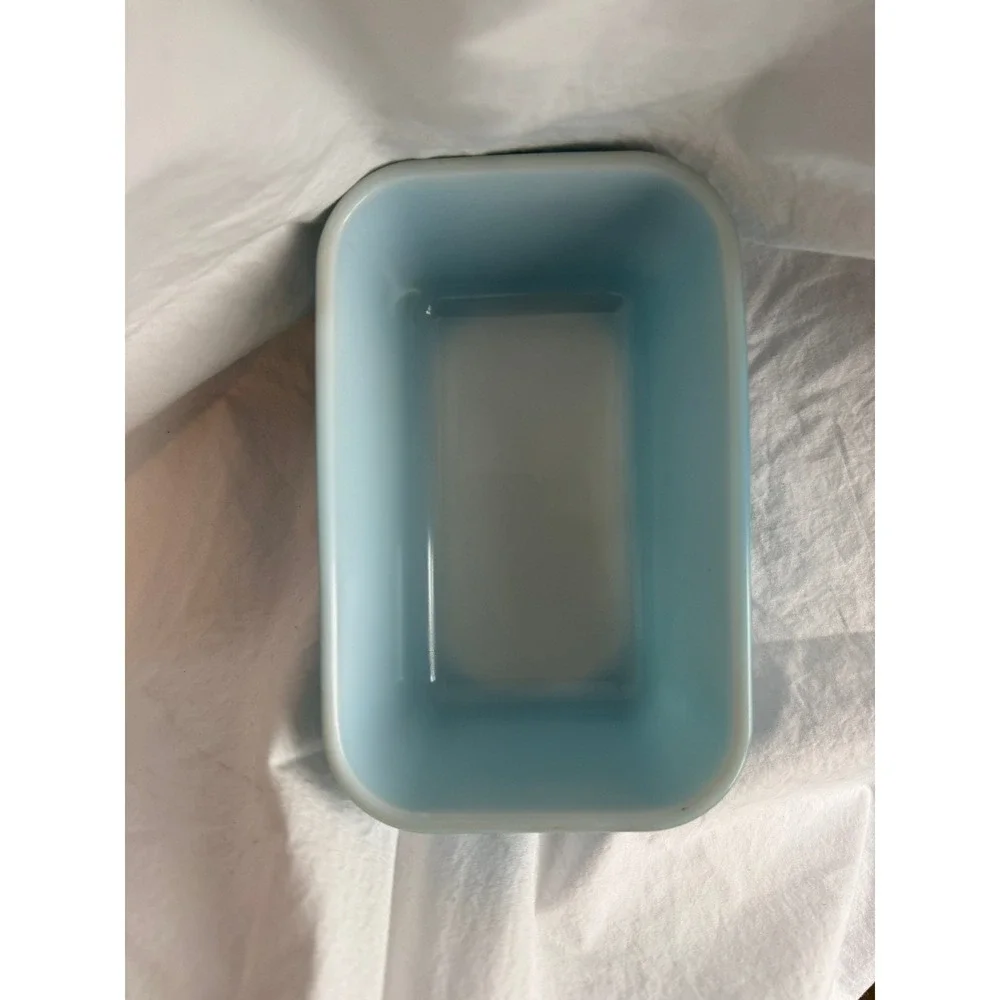 Vintage Pyrex Turquoise Blue Milk Glass Loaf Pan 525 Rectangular Baking Dish